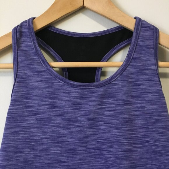 Jill Yoga Two Tone Deep Blue Heather Scoop Racerback Tank Top - Picture 4 of 13